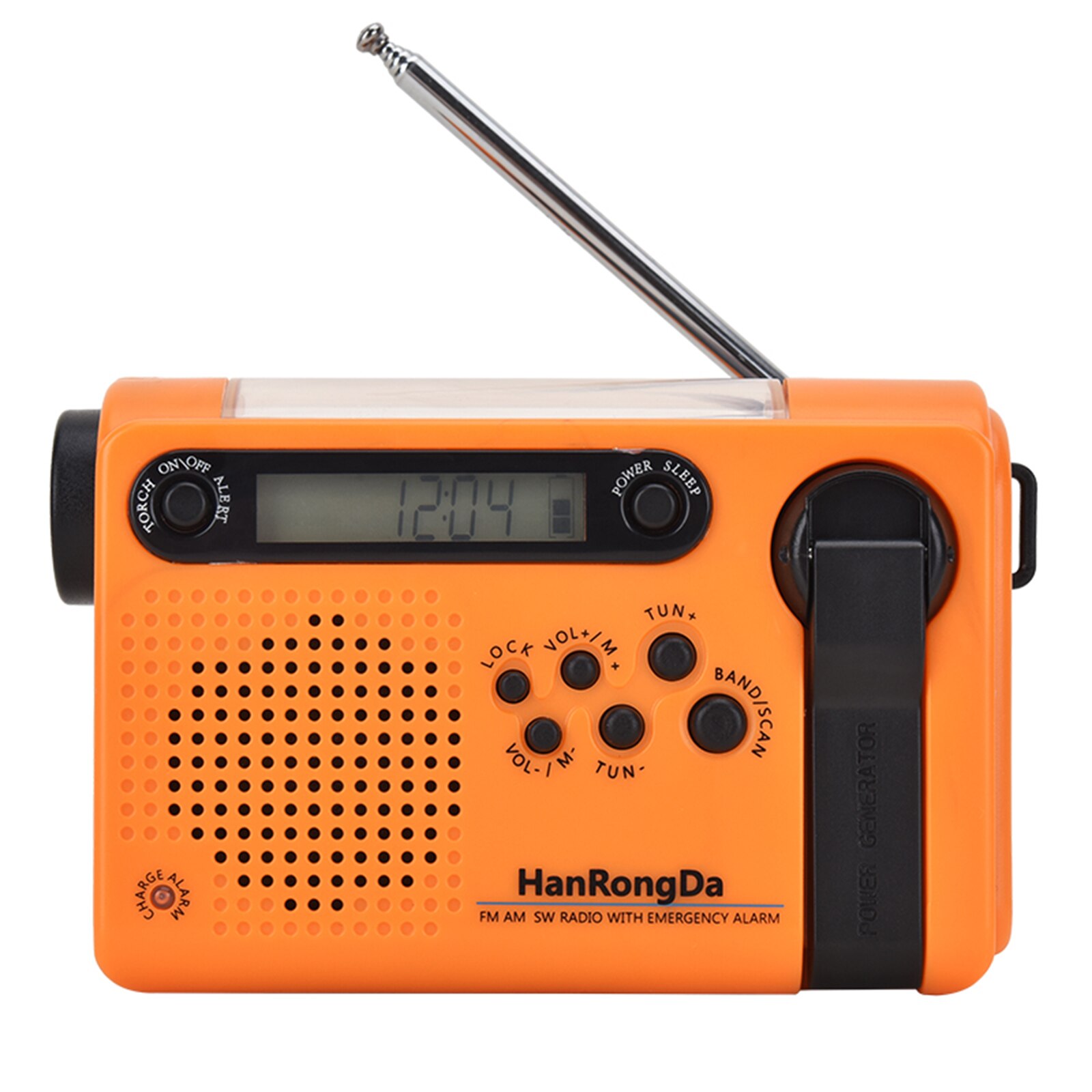 HRD-900 Emergency Solar Hand Crank Radio Portable Home Outdoor Emergency Radio w/ AM/FM/SW Flashlight SOS Alarm 2000mAh Battery: Default Title