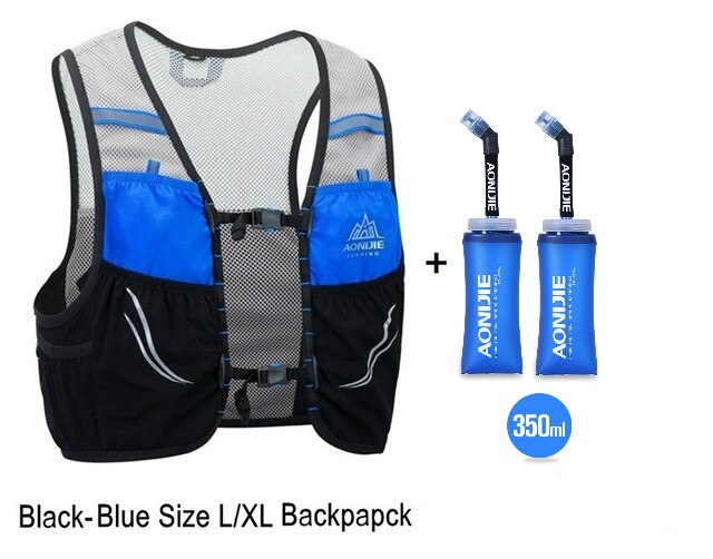 AONIJIE-Chaleco de hidratación ligero C932, bolsa para deportes al aire libre, senderismo, Maratón, 350ml: blue vest LXL 2Flask