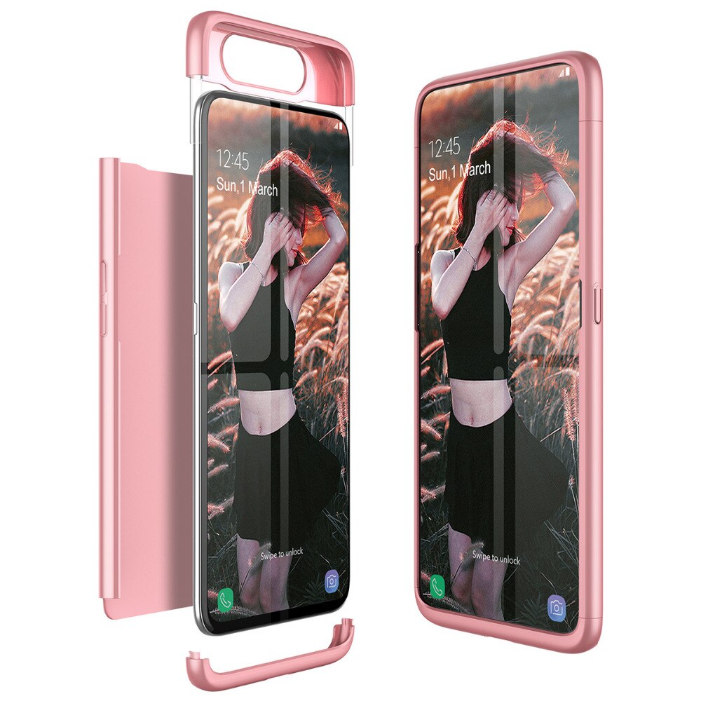 Gkk Lifting Bescherming Case Voor Samsung A80 Case Luxe Plating Elanden Patronen Antiklopmiddelen Hard Cover Voor Samsung A80 case Fundas: Rose Gold PC