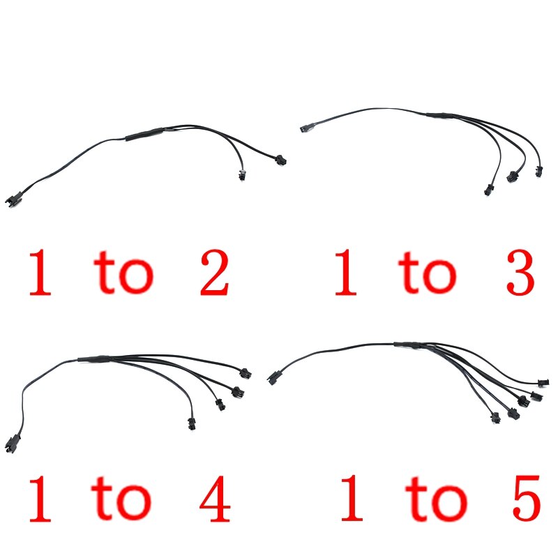 2/3/4/5 Way In 1 Splitter Cable 1 To 2/3/4/5 Connector For EL Wire Electroluminescent Light Conected With Inverter