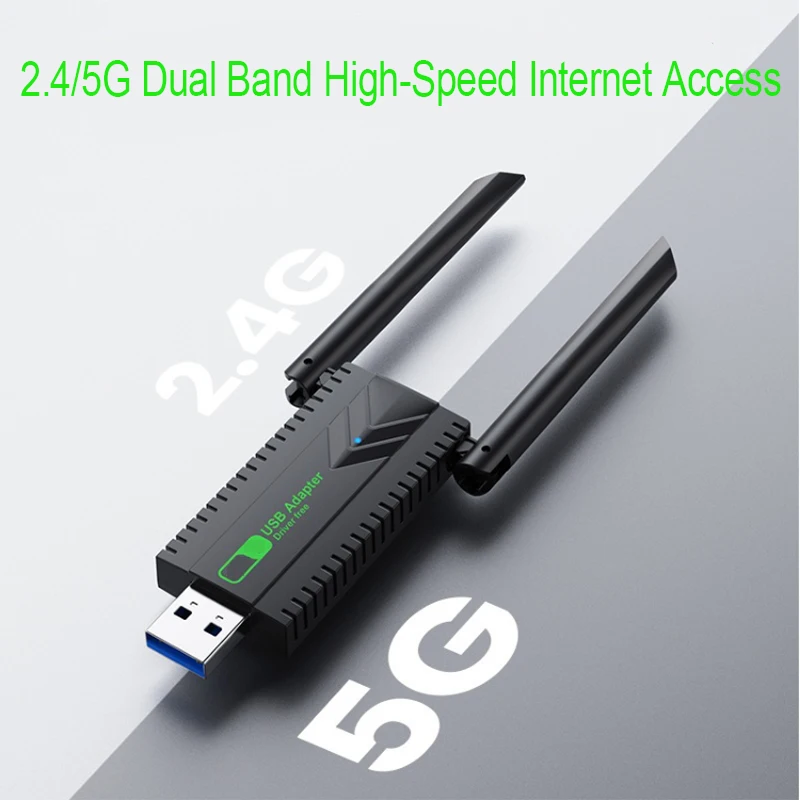 Draadloze USB WiFi-adapter voor pc - 1300 Mbps 5G Dual Band voor desktop-pc, draadloze adapter voor Windows11/10/8/7/Vista/XP