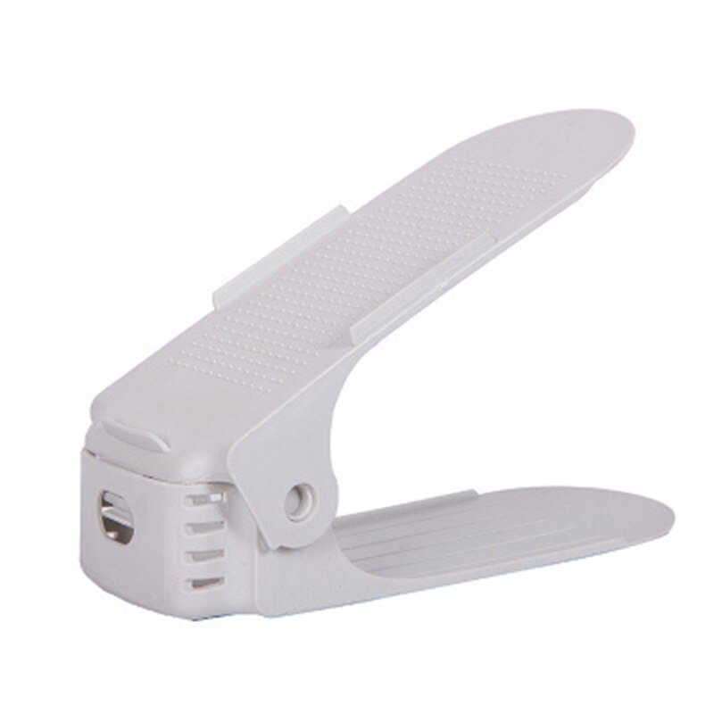 Adjustable Shoe Hanger Storage Organizers Home Wardrobe Space Saving Shoe Storage Rack Shoebox Rack Double Shoes Stand Shelf: White