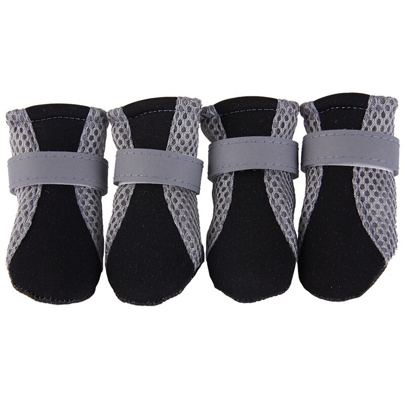 Nicht Slip Hund Schuhe Reflektierende Pet Stiefel Schuhe Atmungsaktives Mesh Socken Frühling Sommer Hund Anti Slip Wasserdichte Schuhe #0 #8: Black / S