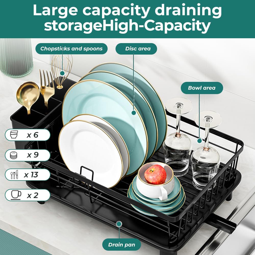 Kitchen Dish Rack Drainer Chopsticks and Cutlery Storage Rack Dinnerware Drying Rack Household Multifunctional Countertop Shelf