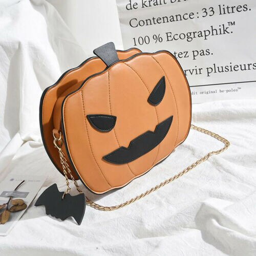 Bolso bandolera de calabaza para Halloween, bolso de mano para mujer, bolso de mano con truco o trato, pequeño Diablo, bandolera de hombro, bolsa de dulces para chicas: B