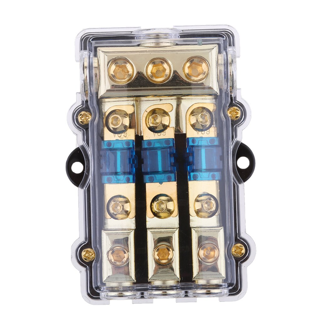 Power Distribution Block Accepts 4/8 AWG Gauge Wire AGU Fuse Holder 60A(3in 1out) High Power in-line Fuses