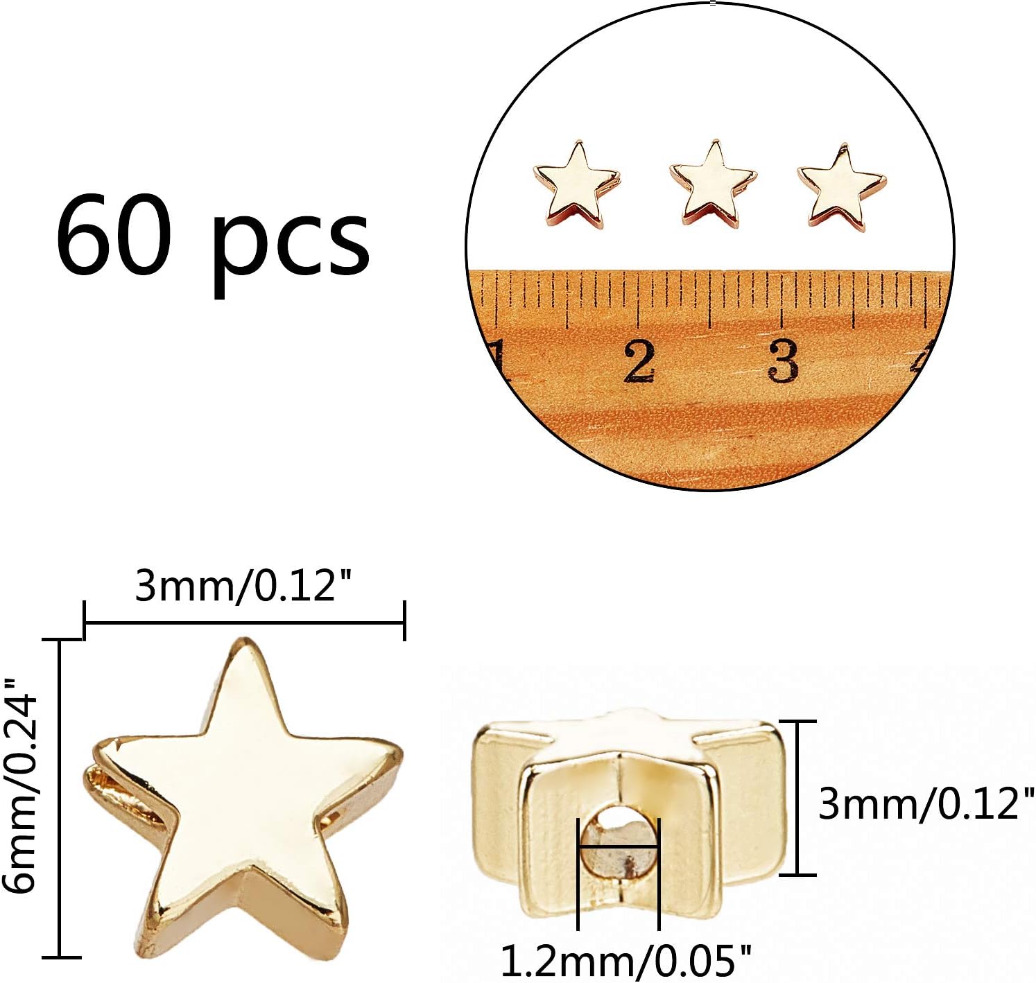 180 stk. 18k forgyldte perler , 3mm 4mm 6mm armbåndsperler glatte metalafstandsperler sømløse guldkugle messing små perler: Blå