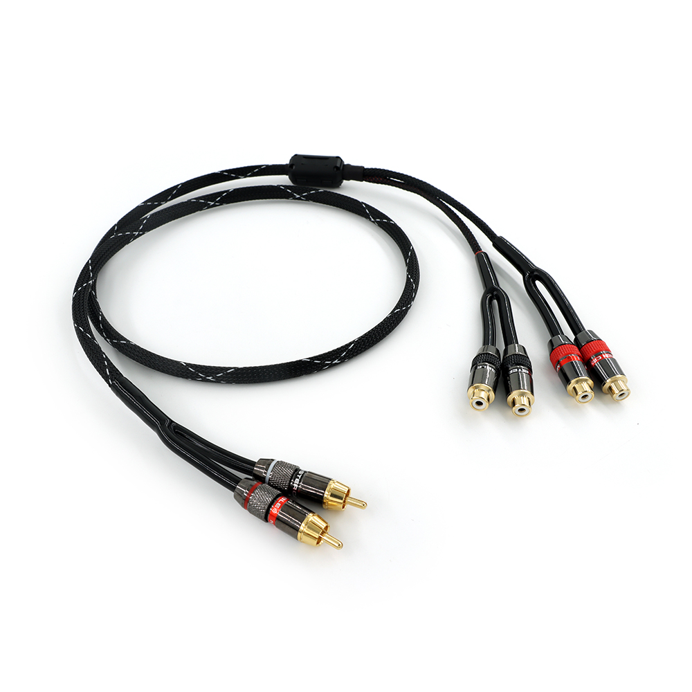 Rca Plug Splitter Stereo Audio Video Kabel 2 Mannelijke Naar 4 Vrouwelijke Dual Speaker Y Adapter Verlengsnoer 1 Ingang 2 Uitgang