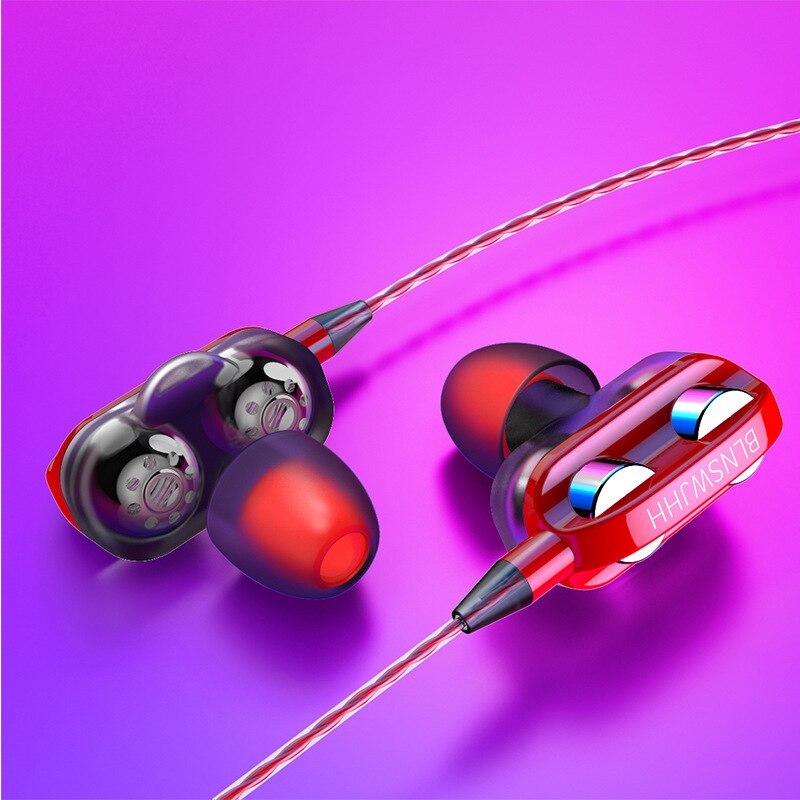 Nuovo Stile In-ear Cuffie Illecito Modello di Doppia Bobina mobile Due Altoparlanti con il Grano di Identificazione Intelligente Filo di Messa a Punto: A4 Middle Wheat Tuning Version Red  Color Bag  