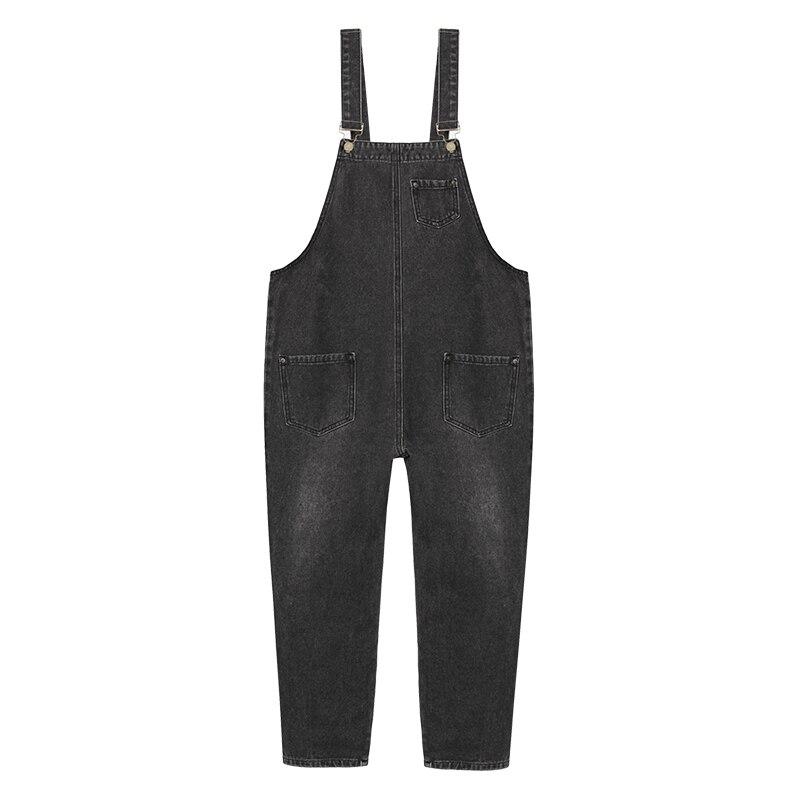Denim barsel jeans bib bukser overalls løst justerbare bukser tøj til gravide kvinder graviditet jeans jumpsuit arbejdstøj: Sort / M