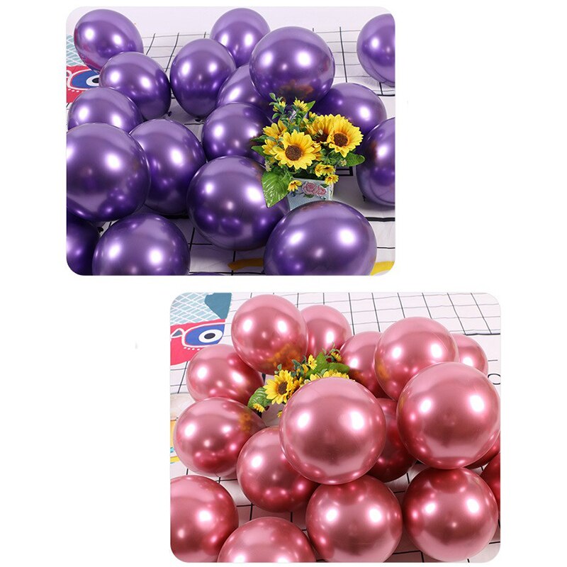 50 stuks metalen ballonnen van 10/12 inch, glimmende metalen latex ballonnen voor verjaardagsfeestjes en bruiloftsfeestjes