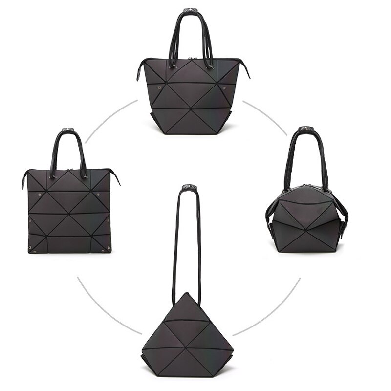 Bolso luminoso para mujer , bolso de cuadros geométricos plegado para mujer, bolso de mano informal a la , bandolera mensajero para mujer, Mochila