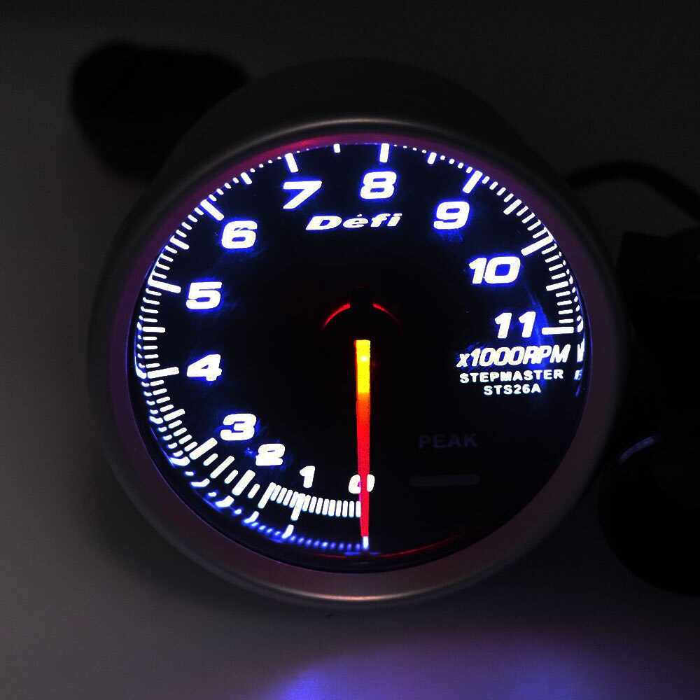3,75 Zoll 80mm Tachometer Gauge Stepper Motor 0 ~ 11000 RPM Gauge mit Shift Licht fit für Auto Auto benzin Motor: White Led RPM Gauge