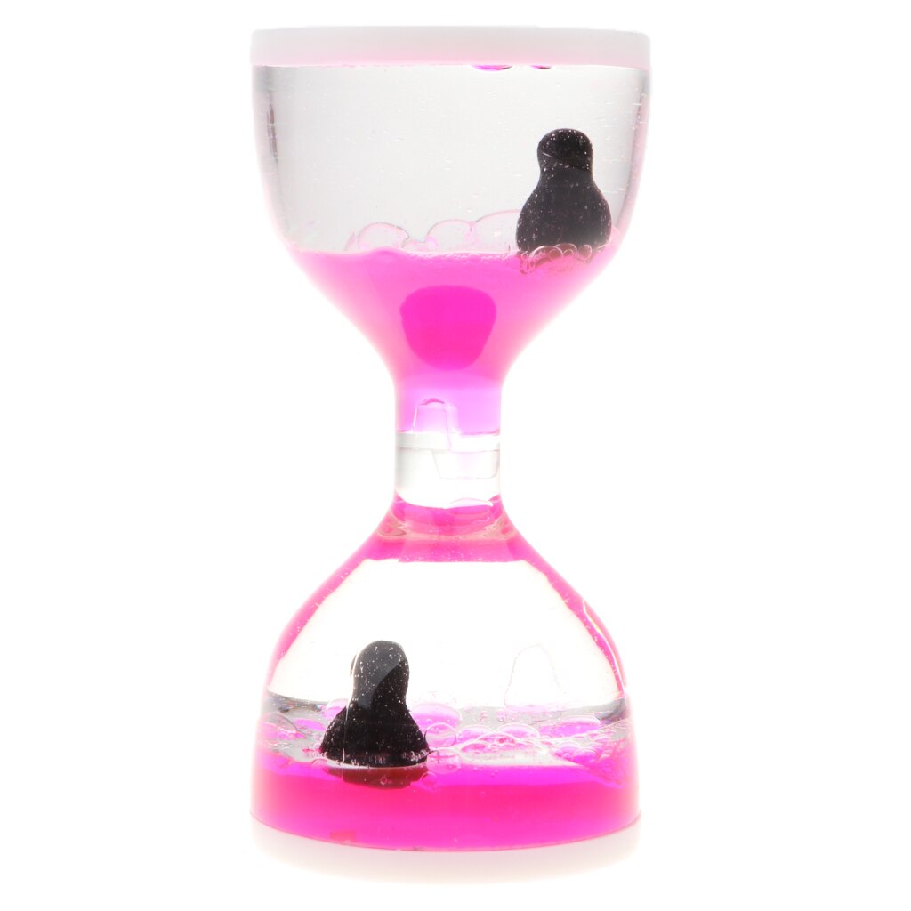 Liquid Motion Bubbler Timer Desk Sensory Toy Dolphin Animal Floating Oil Hourglass for Fidgeting Stress Relief Pink