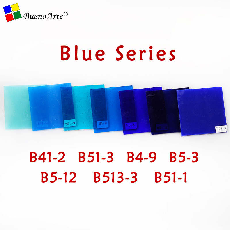 COE 85 Fusible Glass Pack Fusing Glass Transparent mixed colour Artisanal production melt handmade Melting Glass: Blue Series / 5CM*5CM