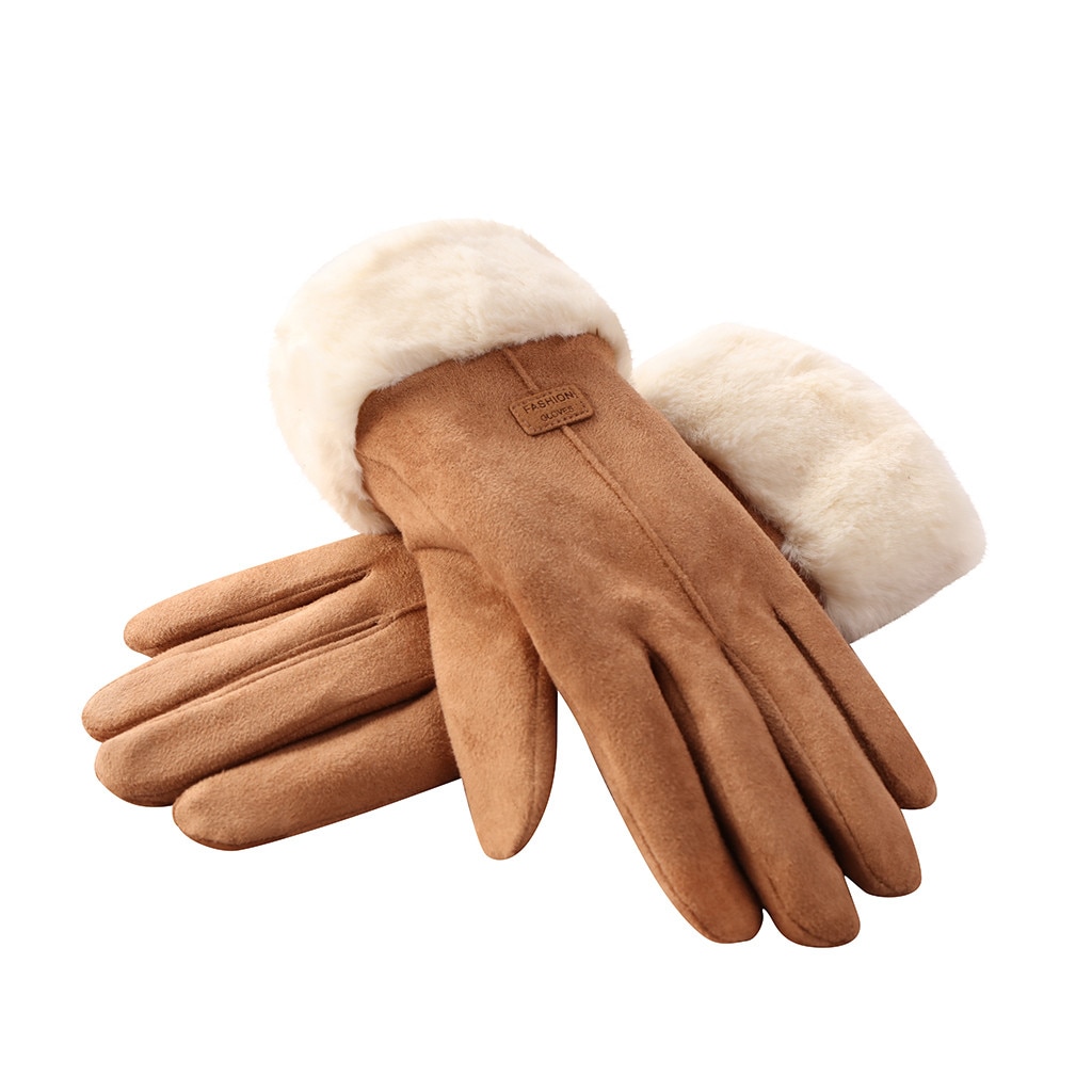 Women Winter Gloves Ladies Girls Outdoor Heat Full Finger Lined Driving Glove Fur Mittens guantes mujer перчатки женские#T2