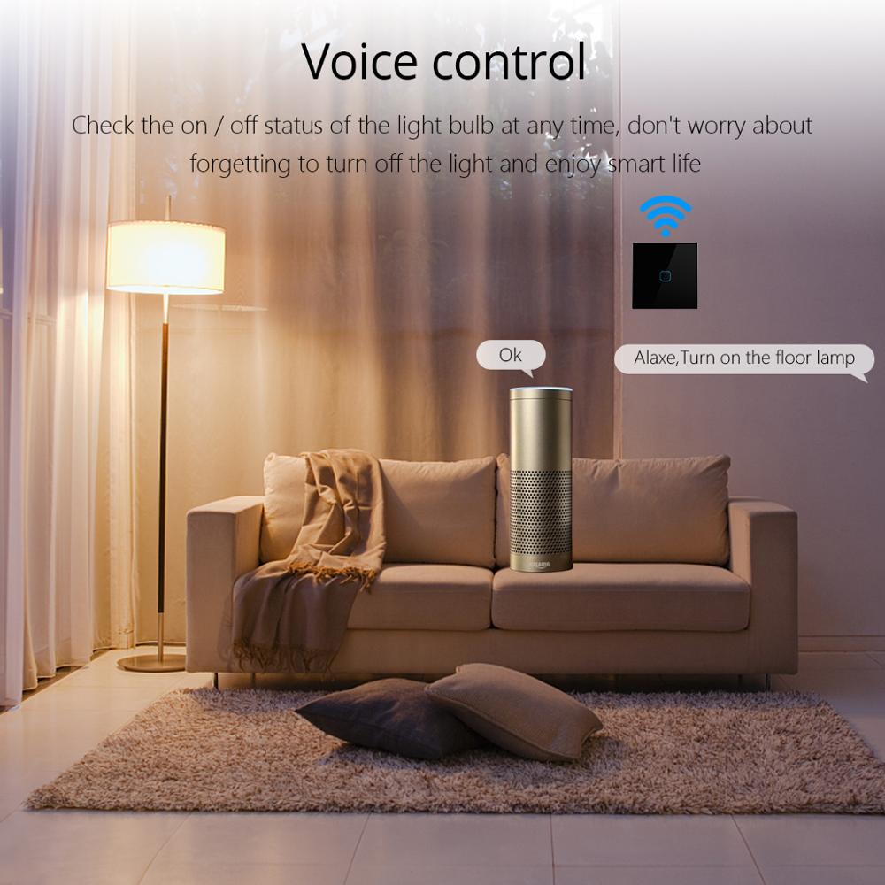 Eu standard 220v tuya wifi smart switch fungerer med alexa google home touch switch til led lampe timer stemmestyring vægkontakt