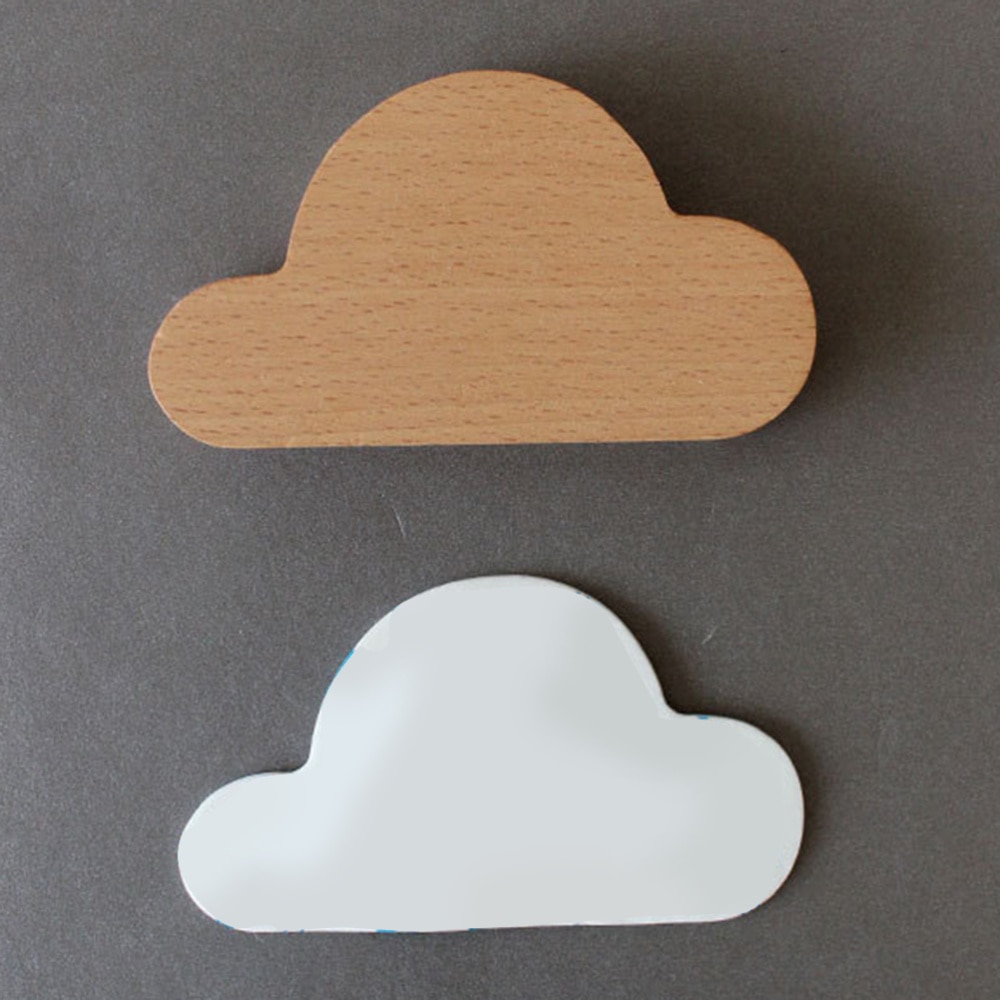 1Pc Magnetic Wooden Key Holder Cloud Shape Fridge Magnet Key Hook Organizer Chain Ring Modern Key Hook for Home Office Hotel