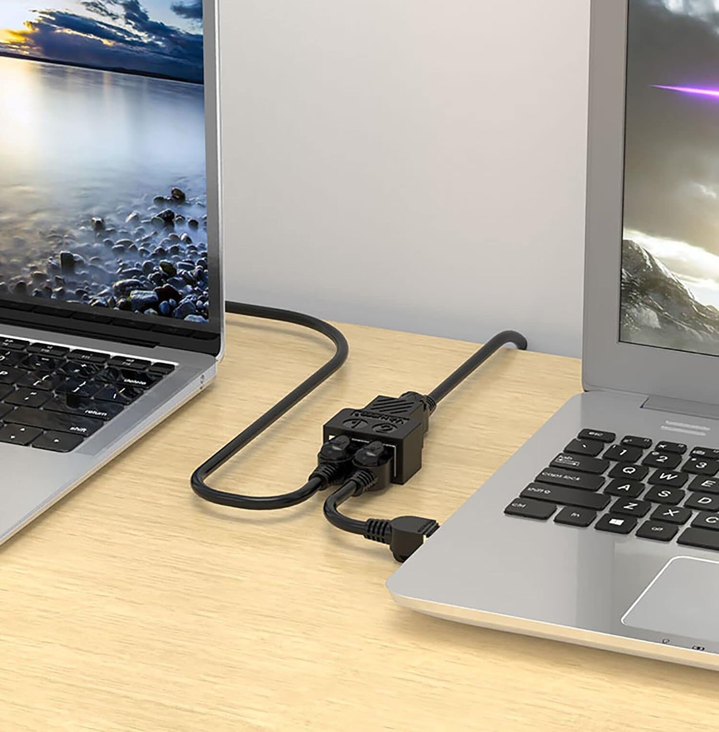 Splitter Adapter, USB 1 to 2 Network Connector, Dual LAN Ethernet Socket Extension plug Cable suitable for Cat5 Cat5e Cat6 Cat7