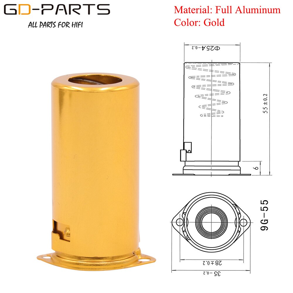 1 pc 55mm de alumínio tubo vácuo protetor protetor para 12ax7 ecc83 12au7 ecc82 12at7 5670 6dj8 6922 vintage amp diy: GOLD