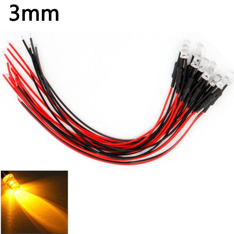 Luces LED de 10 piezas para coche de control remoto, accesorio de 3mm/5mm, 12v para 1/10 RC Crawler Drift Car TRX4 Defender AXIAL SCX10 D90 1/14 Tamiya RC Truck Scania Actros Part: Negro