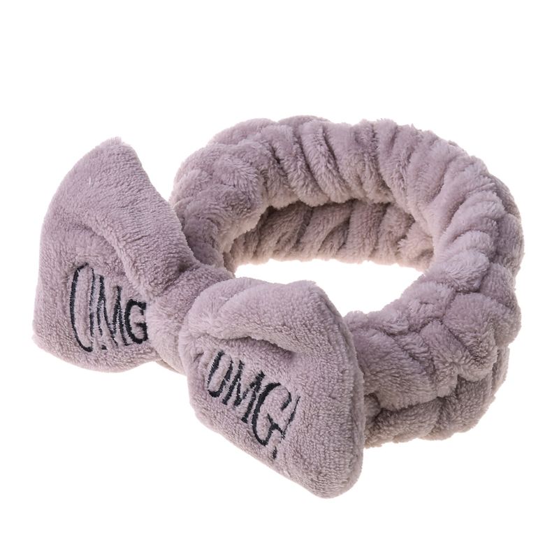 Vrouwen Meisjes Spa Brede Hoofdband Leuke Strik Omg Brieven Geborduurde Haarband Elastische Make Flanel Tulband Snoep Kleur Handdoek