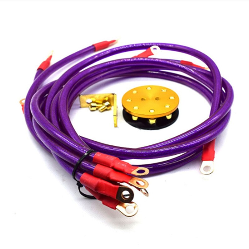 Racing universal Grounding Cable Wire Kit For Universal Car Earth System Grounding Cable Purple 6 points