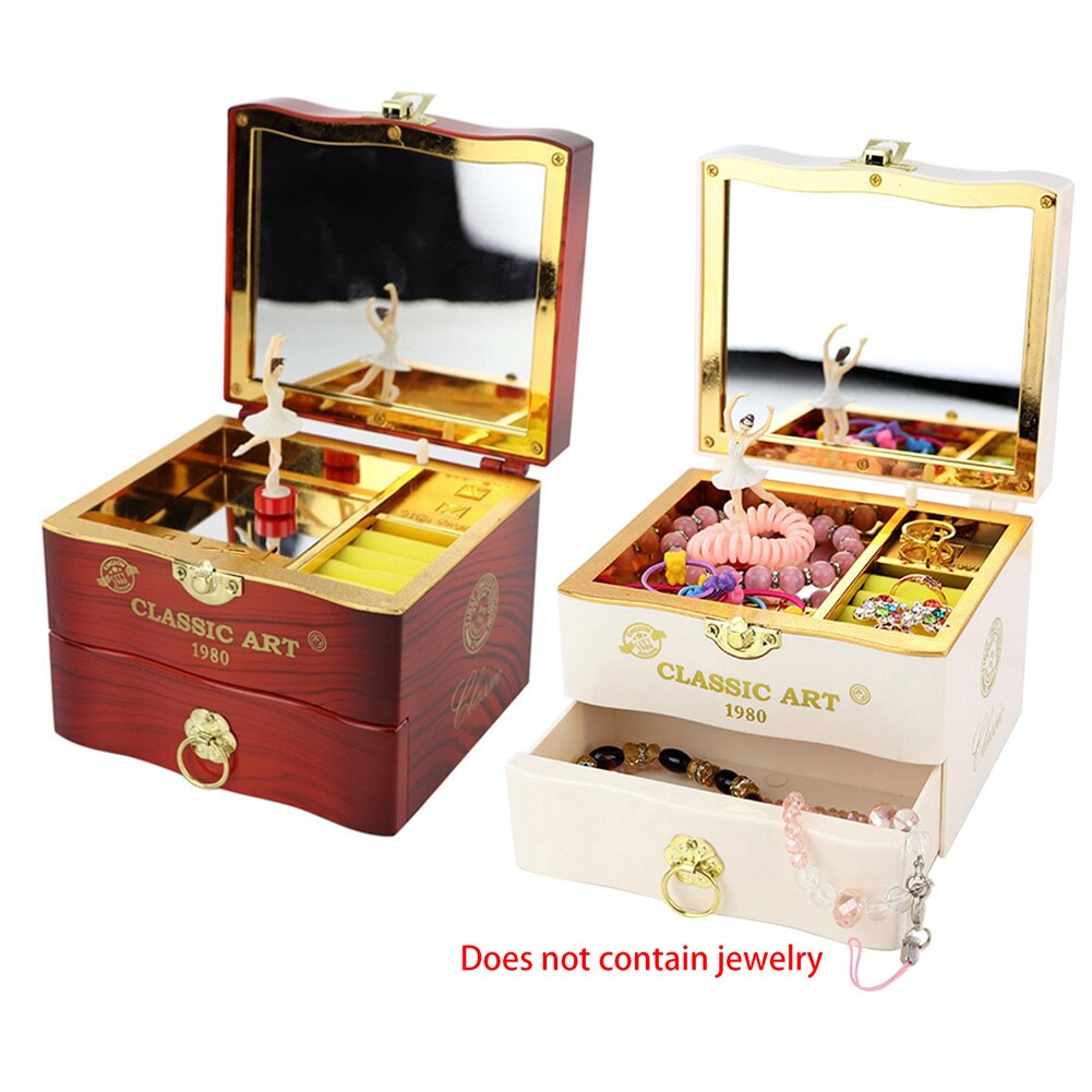 DIY Music Box Jewelry Box Rotating Ballerina Dancing Girl Bedroom Mirror Table Jewelry Storage Crafts Decoration Ornaments