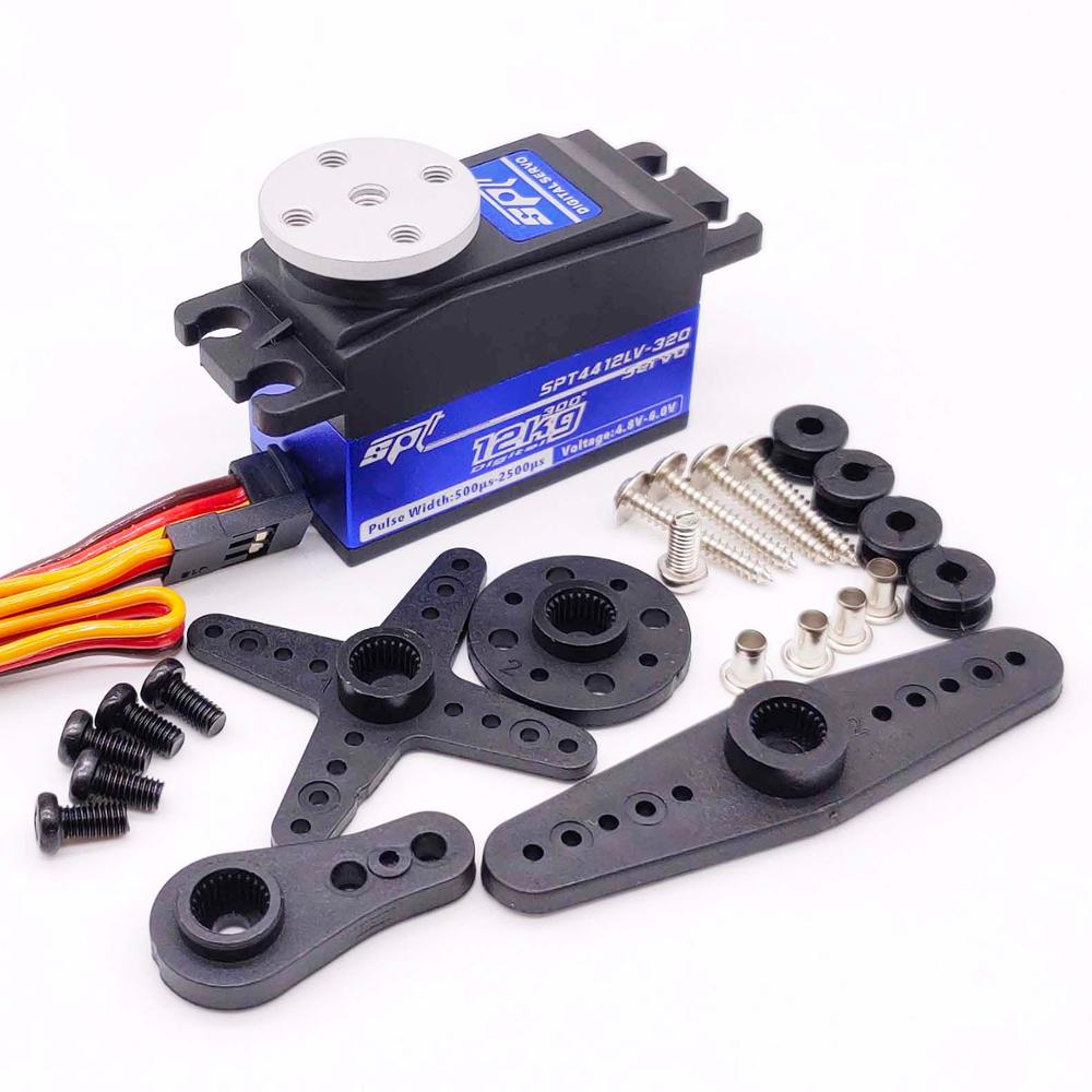 Spt 4412lv 12kg grote koppel metalen tandwiel standaard digitale laag profiel servo 1:10 rc auto vliegtuig robotarm 180 320 hoek: Hoek -300 met schijf