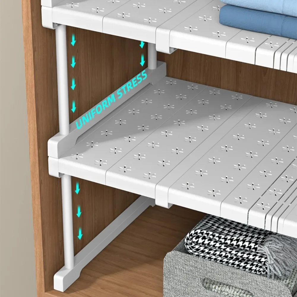 Kast Plank Garderobe Organizer Stapelbare Planken Closer Opbergrek Telescopisch Ponsvrij Verstelbare Kledingkast Scheidingsplaat