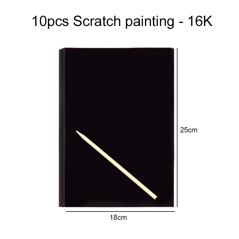 10/20PCS 16K/32K Kraspapier Regenboog Kleurrijke multifunctionele Kras Schilderen DIY Kraspapier voor Kunst Klaslokaal TMZ: zwart
