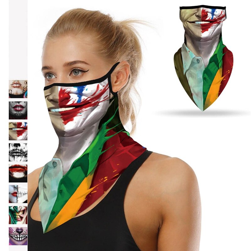 Bandana fazzoletto unisex Halloween clown stampa collo sciarpa sport copricapo polso avvolge testa sciarpe quadrate stampa fazzoletto