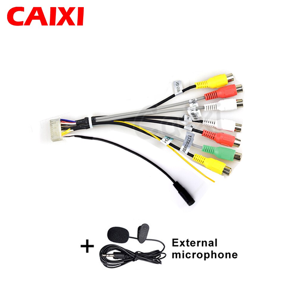 Caixi 2 din android bilradio rca output linje hjælpeadapter kabel usb kabel gps antenne ekstern mikrofon: Rca mikrofonkabel