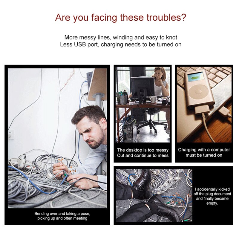 3 Ports USB 2.0 Hub Desktop Embedded USB Converter For Laptop PC Computer 50mm Grommet Hole In-Desk Mounting USB 2.0 Splitter