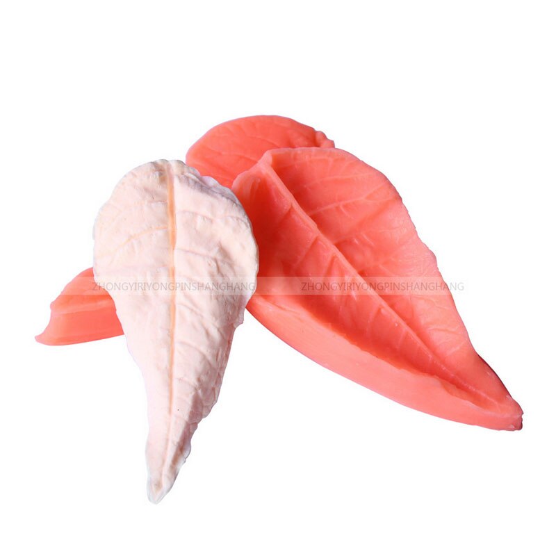 Molde de silicona para fondant de hojas, decoración de boda para cocinar flores en 3D, moldes para manualidades de azúcar, molde para pasteles DIY de hojas: Beige