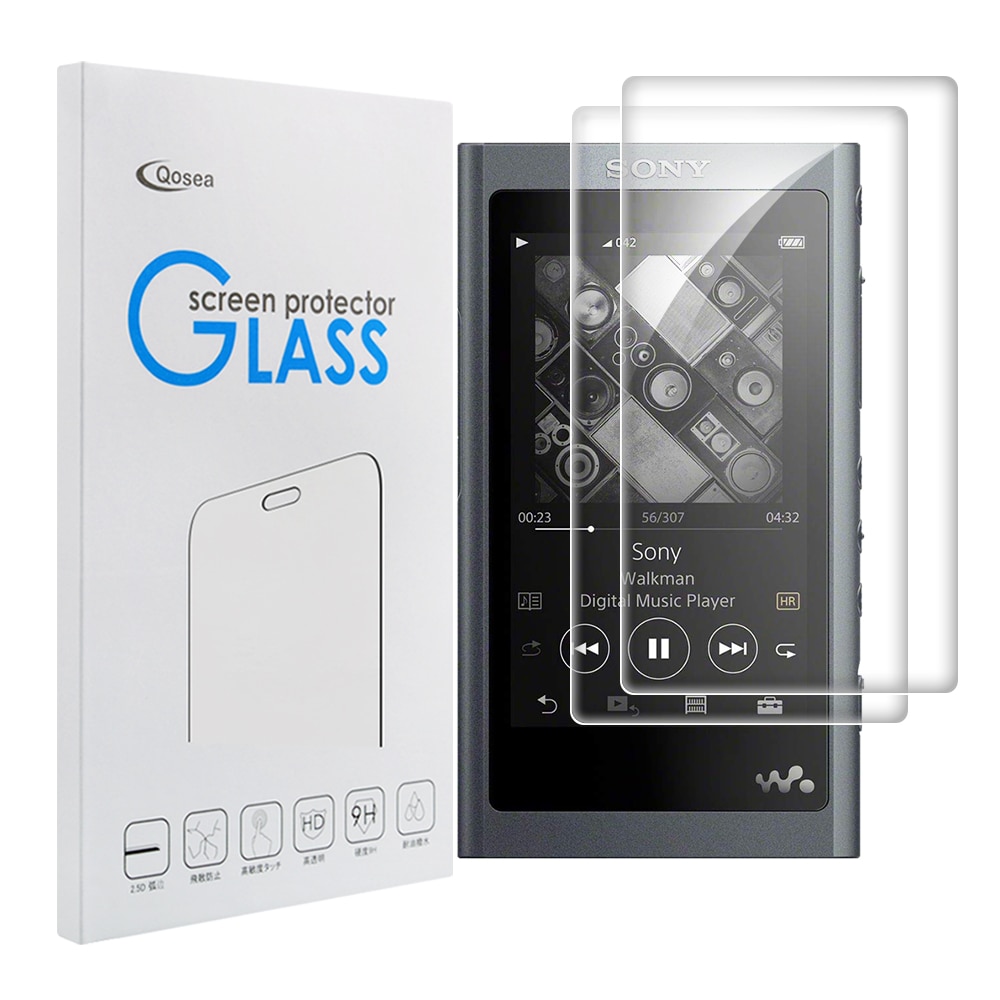 Qosea (2 Pack) walkman Gehard Glas Voor Sony NW-A55 Screen Protector 9H Ultra Clear MP3 MP4 Scherm Beschermende Anti-Kras