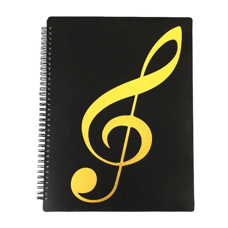 A4 File Folder Waterproof Spiral-bound Sheet Music Binder 10 x 13 Inches 20 Sleeves Double Sided for Violinist Pianists: Black