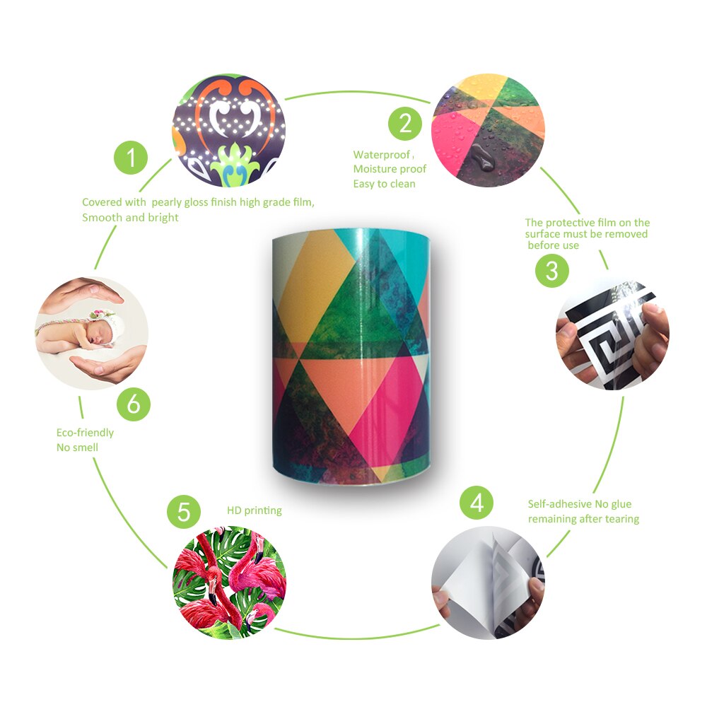 Funlife® Green Yellow Mosaic Wall Stickers Vinyl Wall Border Eco-Friendly PVC Self-Adhesive Oil-Proof Tile Stickers for Bathroom