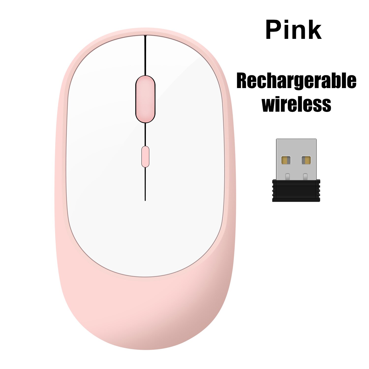 Bluetooth Mouse 2.4G Wireless Rechargeable Mouse Gaming Computer Charing Thin Portable 3 Adjustable DPI Mause for Mac iPad PC: Wireless Pink