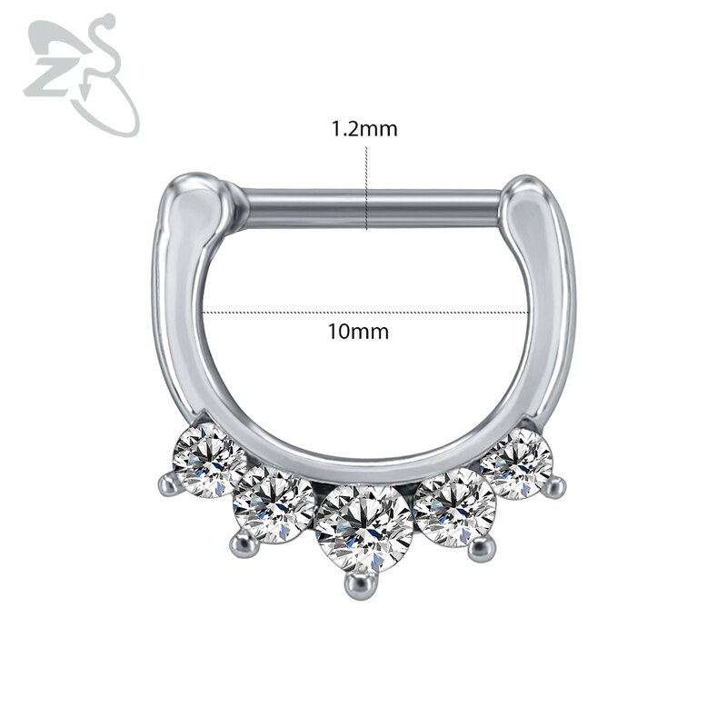 Zs 16G Chirurgisch Staal Indian Neus Septum Ringen Vrouwen Crystal Oor Helix Clicker Piercings Earring Septums Hoepel Piercing Sieraden: Style 10