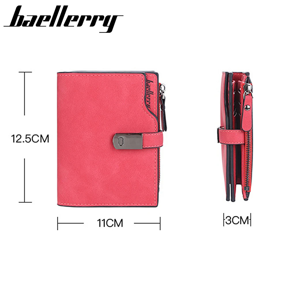 Baellerry Magnetic Buckle Women Wallets Short Card Holder Simple Female Purse Zipper Coin Pocket Brand Wallet For Girls