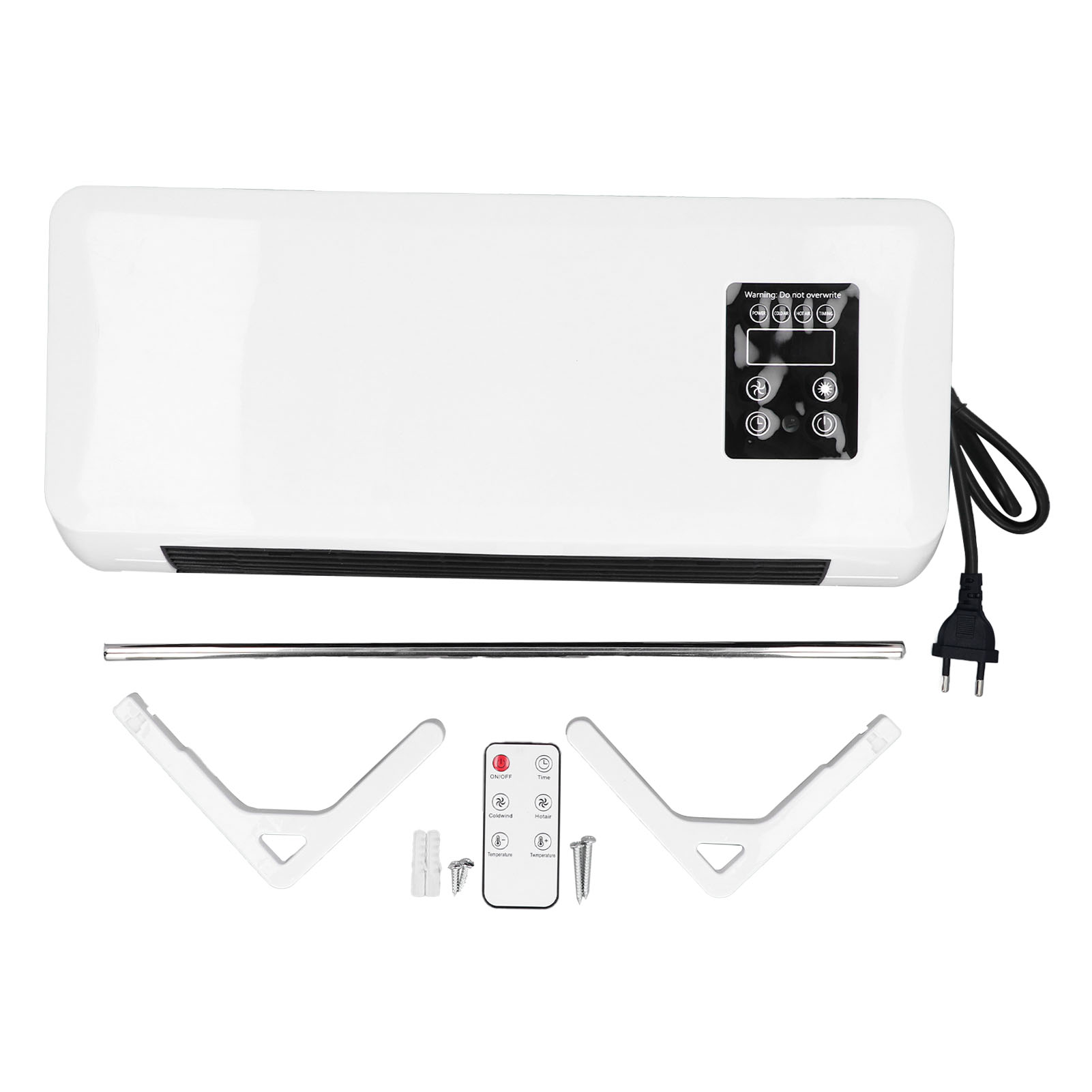 Wandgemonteerde airconditioner/verwarming met instelbare twee standen, draagbaar touchscreen, geschikt voor kantoor en slaapkamer.: Wit