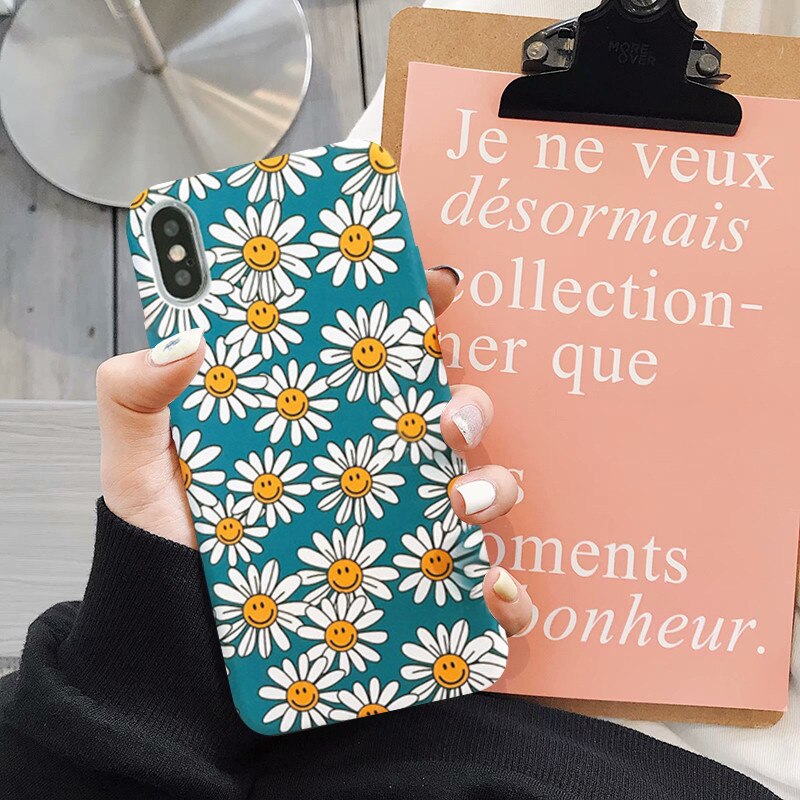 GYKZ-funda ajustada con de margaritas y flores para iPhone, protector de silicona suave Retro para iPhone 7 XS MAX X XR 8 6 6s Plus