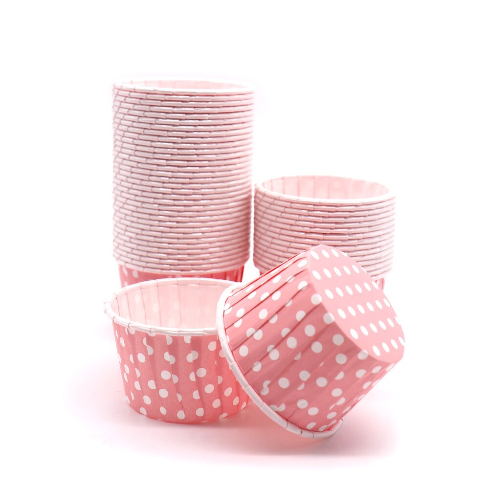 50Pcs Muffin Cake Cupcake Gevallen Kleur Dot Oilproof Cupcake Liner Bakken Cup Lade Case Wedding Party Caissettes Wrapper Papier: B