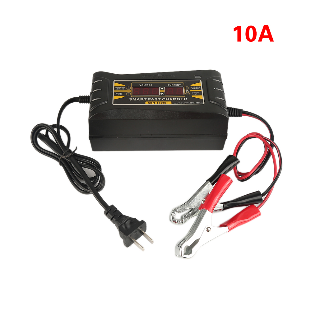 Full Automatic PRO Car Battery Charger 110V to 240V To 12V 10A Smart Fast Power Charging Wet Dry Lead Acid Digital LCD Display