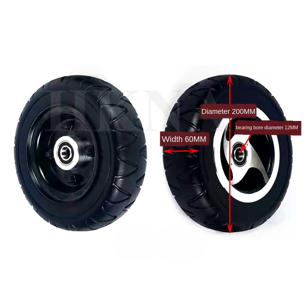 8 Inch 200x60 Electric Scooter Wheel Solid Non Pneumatic Tire with Keyway and Bearing Aluminum Hub for 4-wheel Electric Vehicle: bearing 12mm wheel