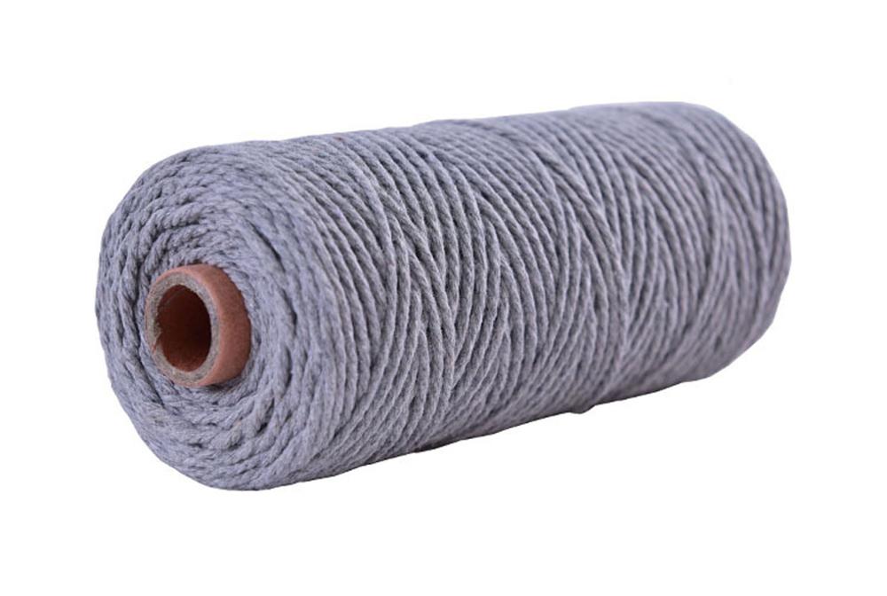 2mm diy knutsel macramé touw touw kleurrijk katoenen gedraaid koord 100 meter: Grijs