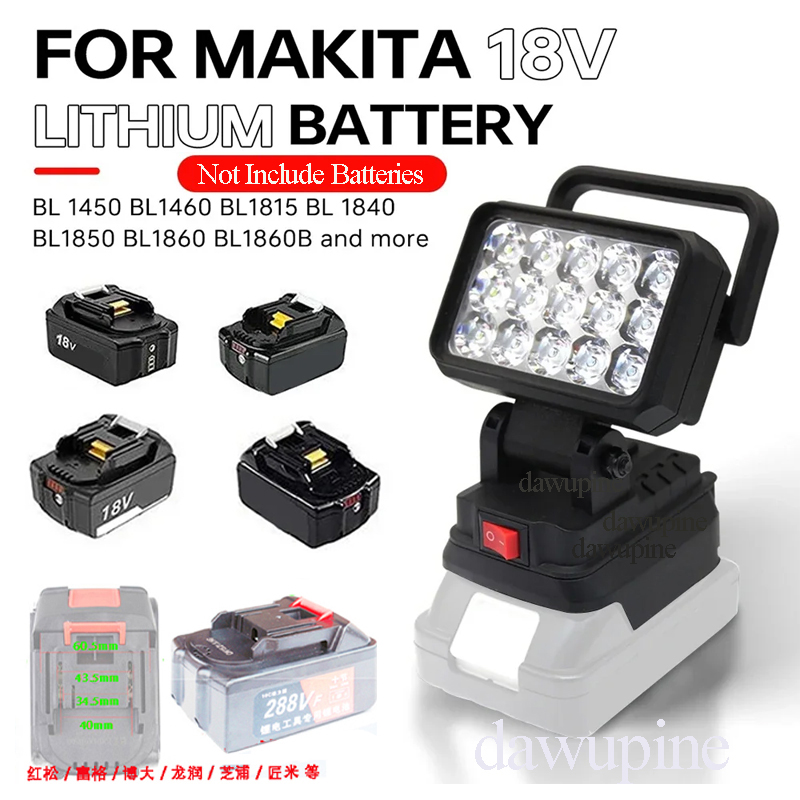 Voor Makita 18V Li-Ion Batterij Accessoire BL1830 LED Werklamp Licht Zaklamp Zaklamp Lantaarn Camping Noodverlichting BL1430