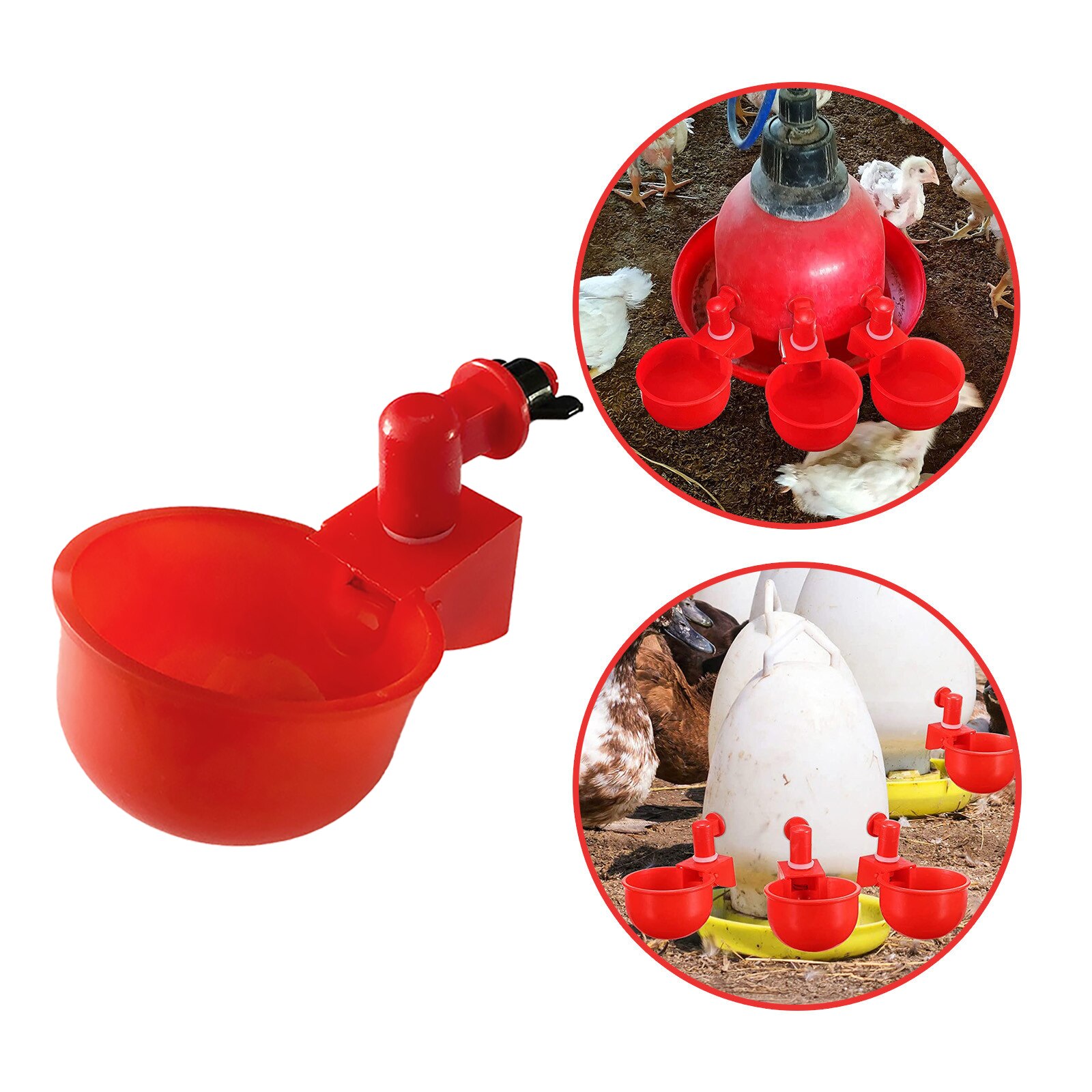 10pc Automatic Chicken Water Cup Waterer Bowl Kit Farm Coop Poultry Waterer Drinking Water Feeder Chicks Duck Goose Turkey Quail