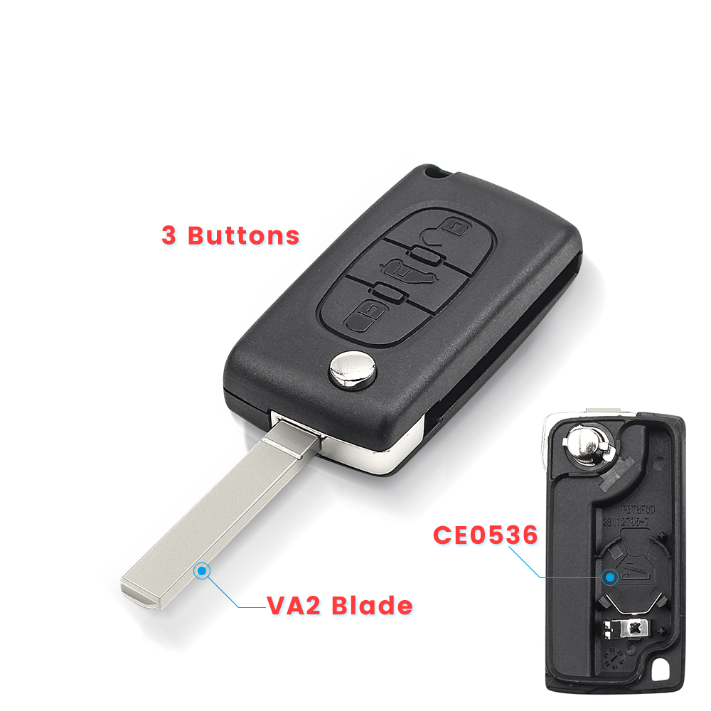 KEYYOU-funda para llave de coche, carcasa con 3 botones para Peugeot Partner Citroen Berlingo HU83 VA2 Blade CE0523 CE0536, mando a distancia